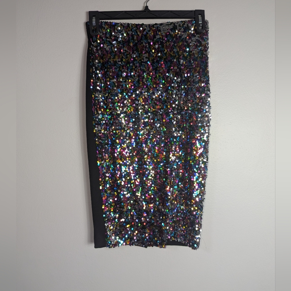 XS 7th Avenue New York & Company Multicolor Sequin Pencil Skirt